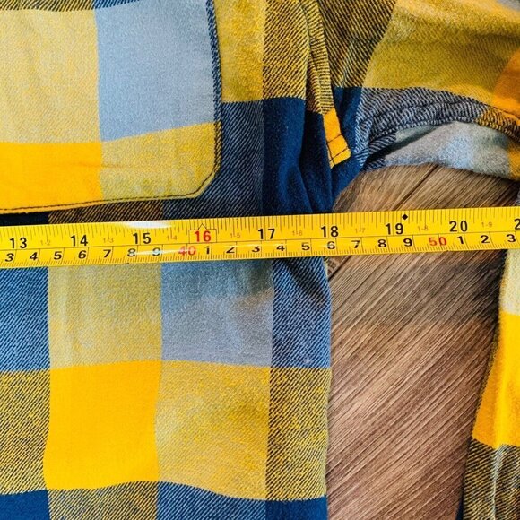 Quicksilver Boys Shirt Long Sleeve Fleece Plaid Size 16 Blue/ Yellow Skate Snow - Picture 4 of 11